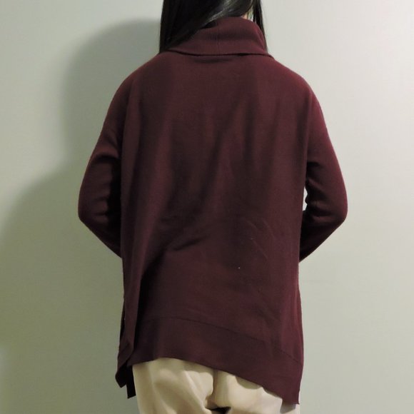 Ever New Wine Coloured Loose Fit Wool Turtleneck Sweater, Size S - Picture 6 of 12